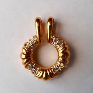 Nolan Miller Circular Necklace Pendant Crystal Gold Tone Vintage